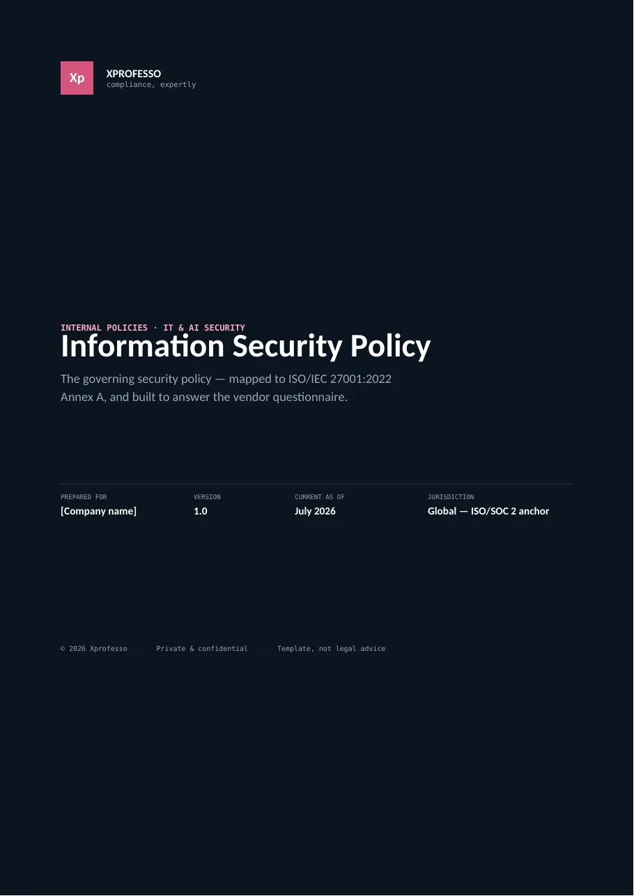 First page of the Information Security Policy styled preview from the pack